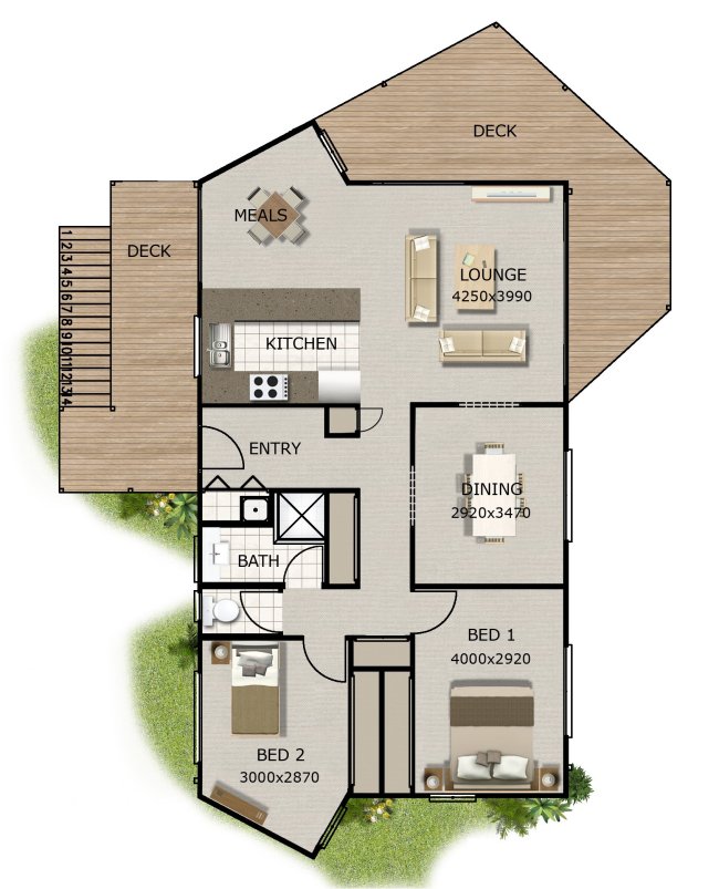 2 bed kithome design