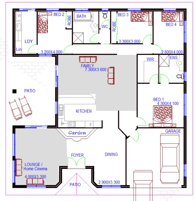 3 bed kithome design