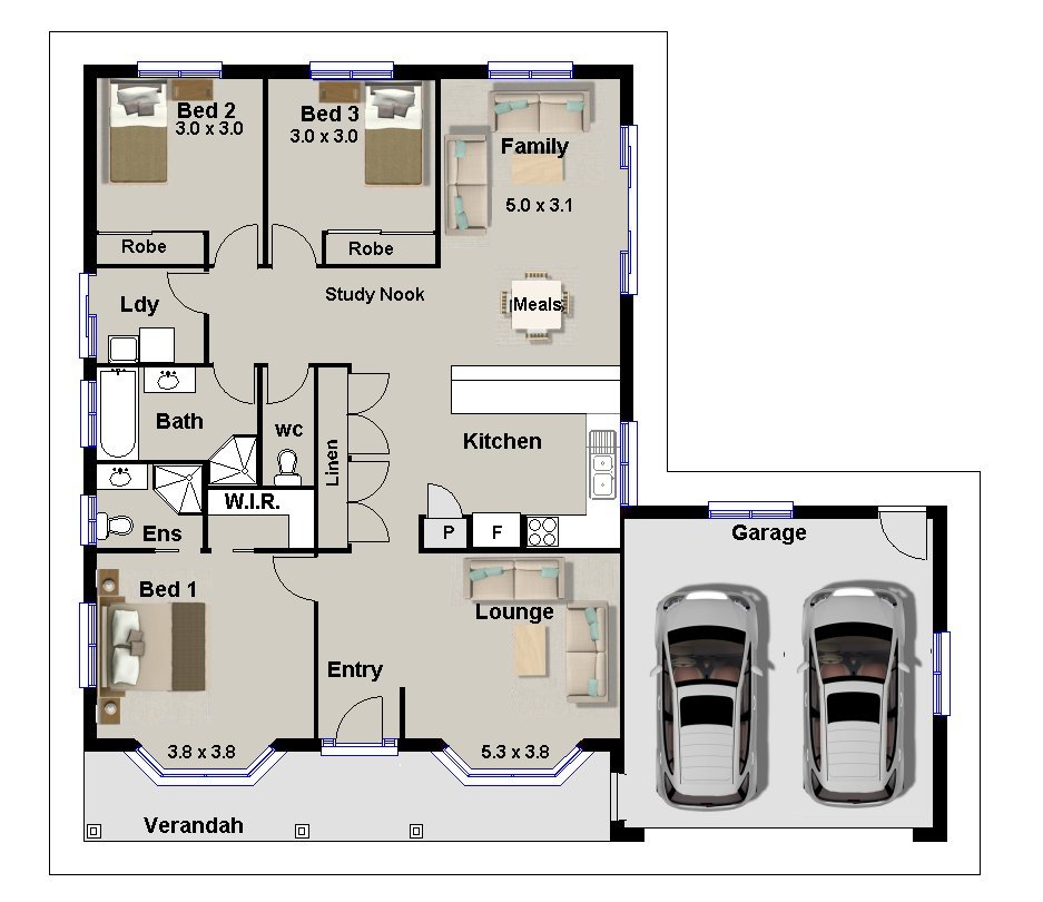 3 Bedroom House Plans for Sale Homestead Double Garage Real Estate ...