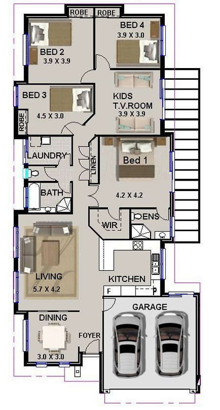 4 Bed House Plan 203 Australian Houses Narrow Lot Home Plans