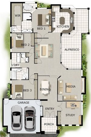 4 Bed + 2 Bath + Home Cinema house plan