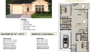 2 bedroom 2 Bathroom Plan Hampton Style