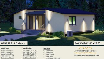 2 Bedroom + 2 Bathroom Transportable House plan