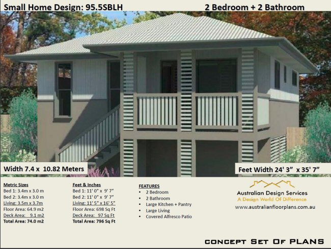 2 Bedroom+ 2 Bathroom Granny Flat Plan:95.5SBLH