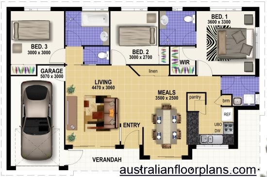 3 Bedroom Modern House Plan:130 Joey