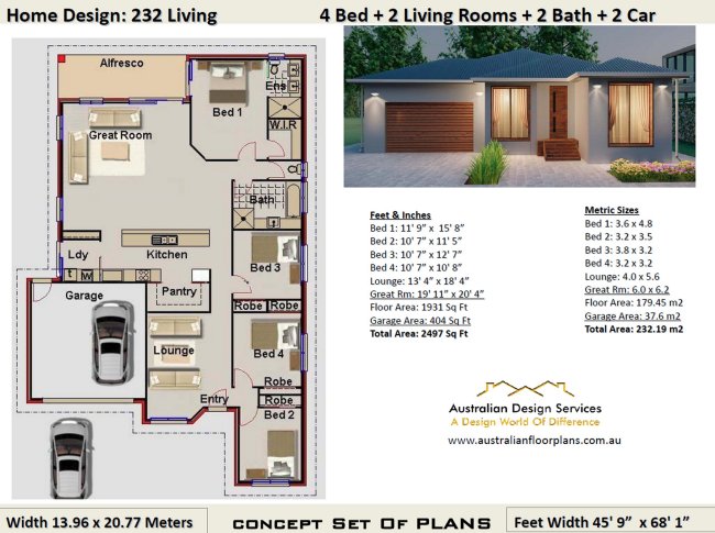 4 bed -study upper floor