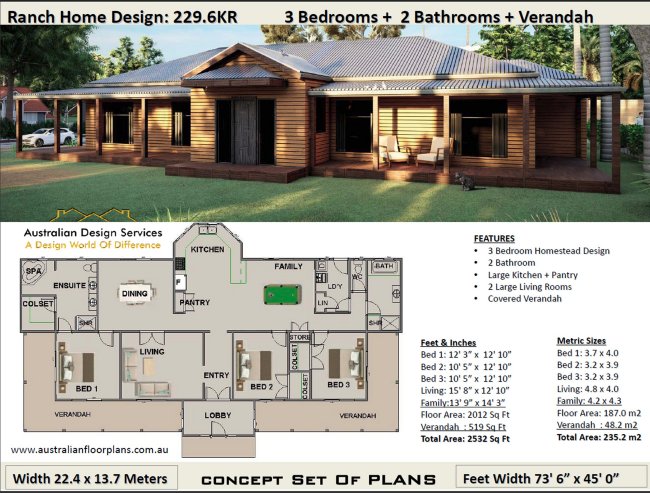 Country Homestead 3 Bedroom House Plan