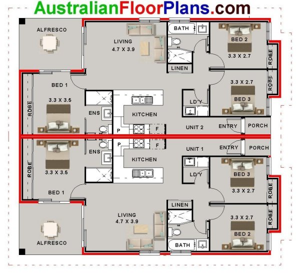 6 Bed Duplex Design House Plan