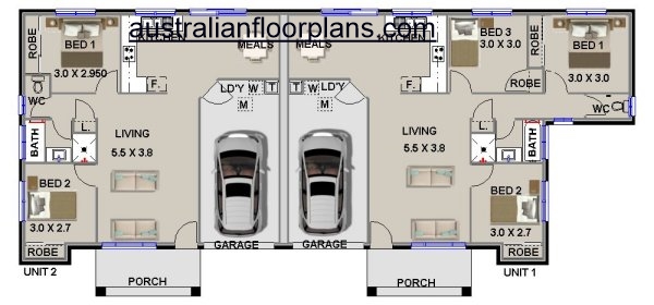 3 X 2 Bed | 5 Bed Modern Duplex Plans