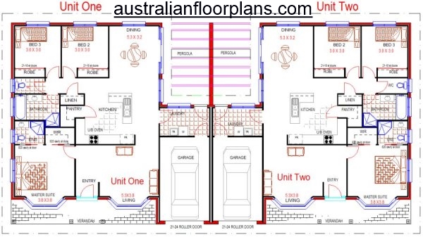 6 Bed Duplex Design House Plan:230DU