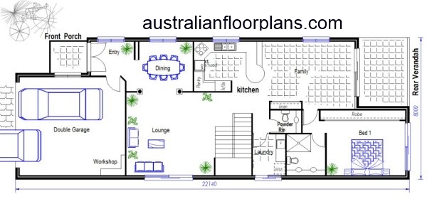 8 Meters Wide Narrow Lot 2 Storey House Plan:249RH | 4 bedroom 2 story