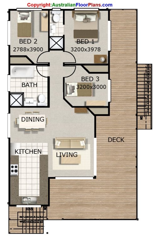 3 Bed Beach House 2 Level Floor Plan 251KR 3 Bed 2 Bath 2 Story Beach House Plans Australia