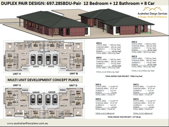 12 Bedroom DUPLEX PAIR DESIGN