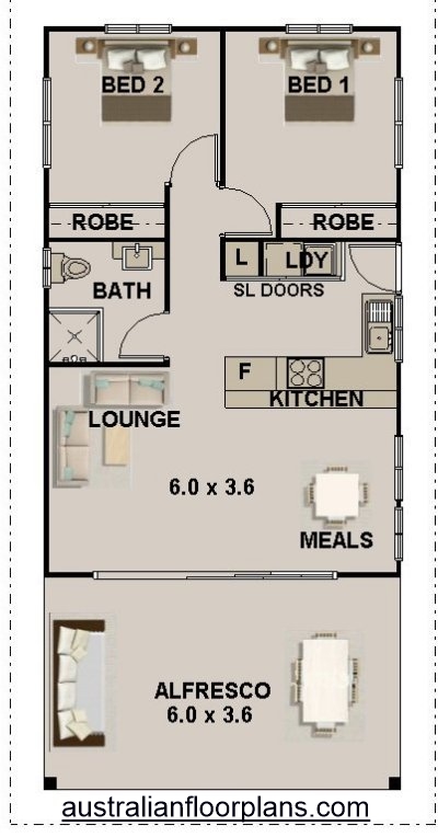 2 Bedroom House Plan:Skillion 82.7