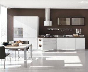 Straight line kitchen design photo