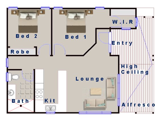 2 bed room house plan