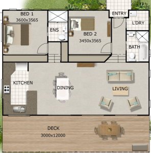 Small & Tiny House Plan No 141KR : 2 Bed + 2 Bath + Ld'y |2 bedroom ...