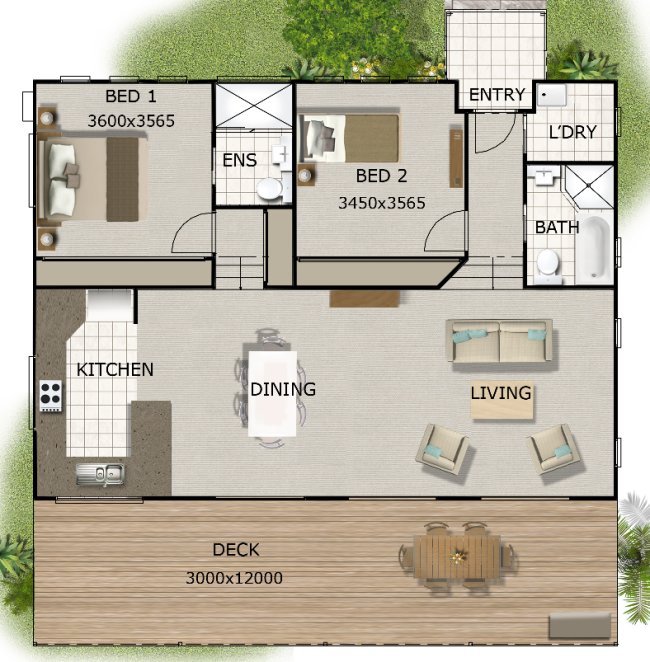 Australian 2 Bedroom Small House Plan 2 Bedroom Cottage Plans Granny Flat Floor Plans