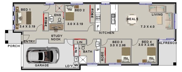 4 bed -study upper floor