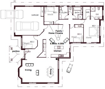 4 bed 2 bath house plan