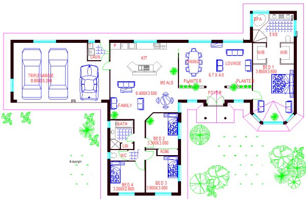 Family 4 Bedroom House Plan:172s CLM