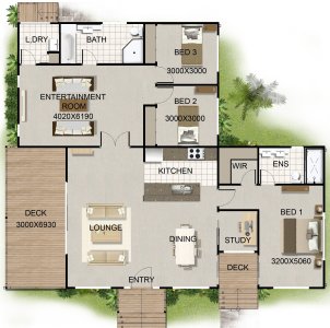 3 Bedroom + Study Home Plan