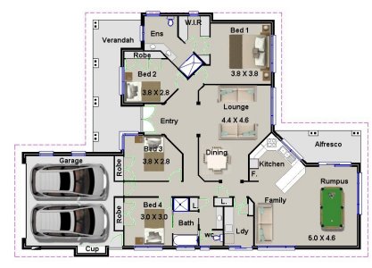 4 big bedroom house plan