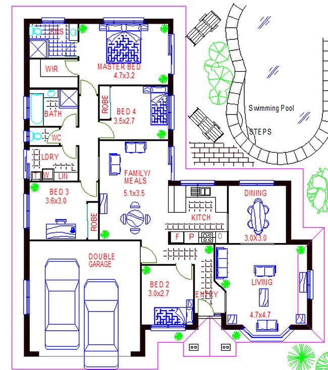 4 bed floor plan