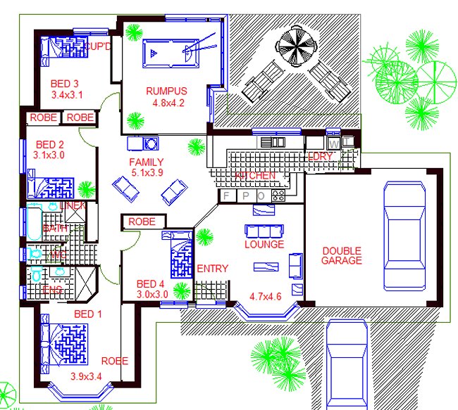 4  bed floor plan