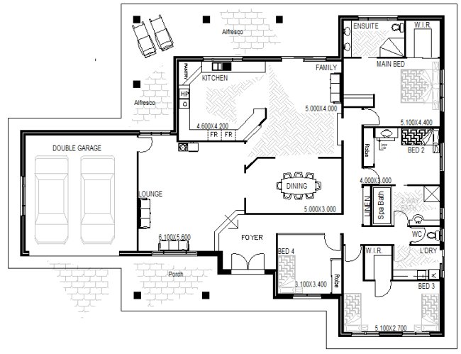 4  bed floor plan