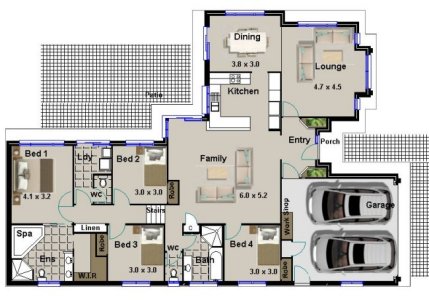 Bed Split Level House Plan