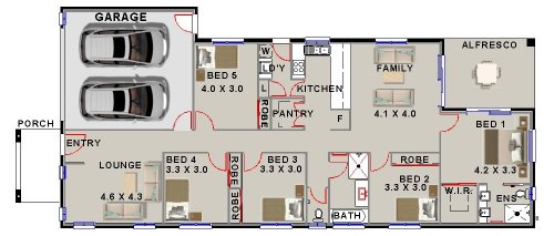 Narrow Lot 5 Bedroom House Plan