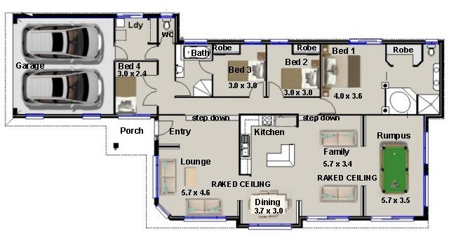 4 Bedrooms - Split Level Home Design