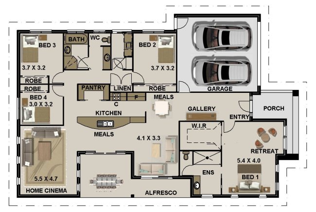 4 BEDROOM HOUSE PLANS 