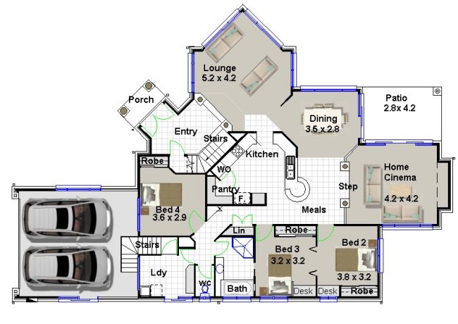 4 bed -study upper floor