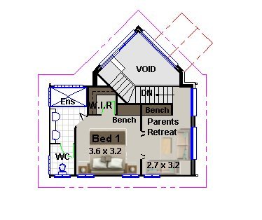 4 bed -study upper floor