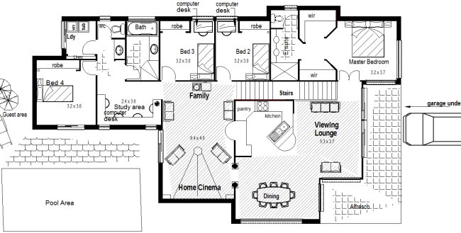  4 Bedrooms Plus study -Garage Under Sloping land 