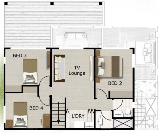 4 bed -study upper floor