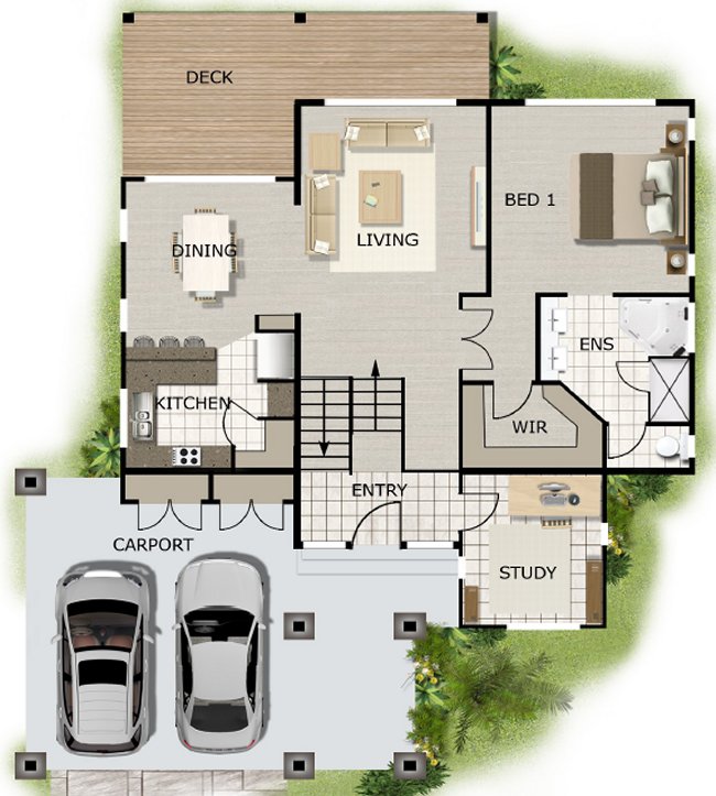 4 bed -study upper floor