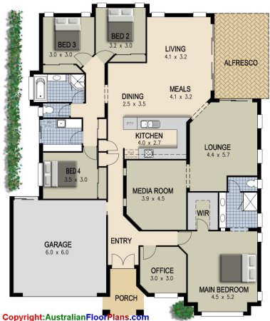 4 Bed or 5 Bed  + Office + Media  house plan