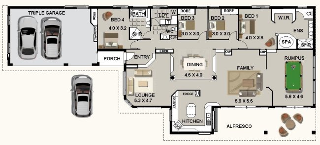 4 bed -study upper floor