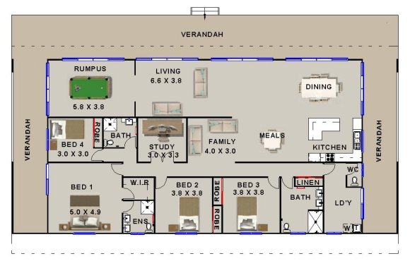 Homestead 4 Bed + Study House Plan  house plan