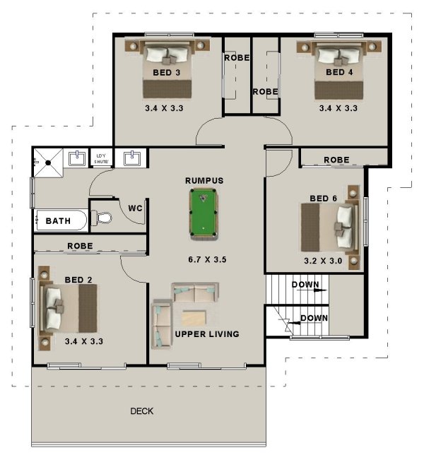 6 Bed + Garage Under Home Design:397MT