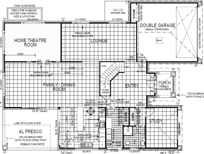 lower floor 4 Bed Room + Home Theatre Plan