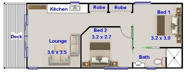 2 Bedroom Small House Plan