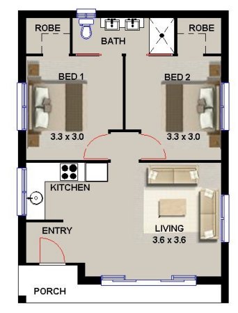 2 Bedroom Floor Plan