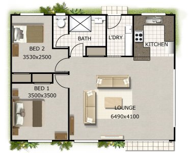 2  bedroom Small & Tiny House Plan 