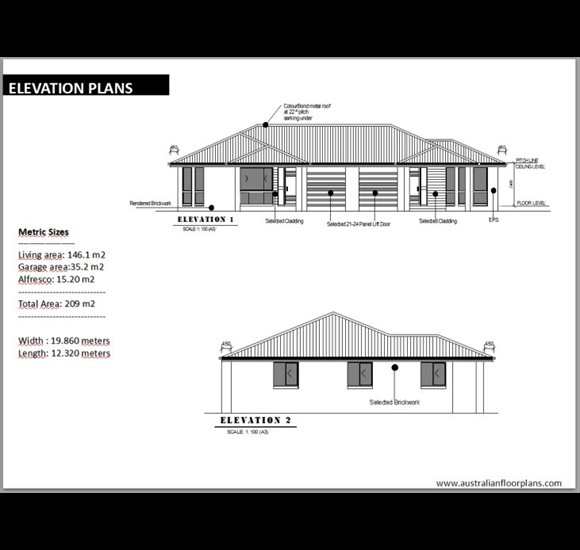 Includes Elevation plans for quoting